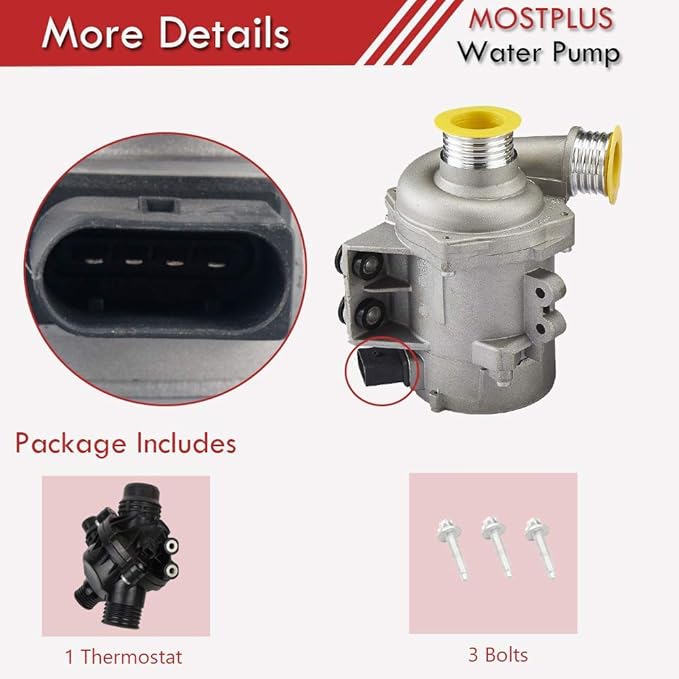 MOSTPLUS 11517563183 11517586925 Electric Engine Water Pump and Thermostat Compatible for BMW E90 X3 Z4 1 3 5 Series