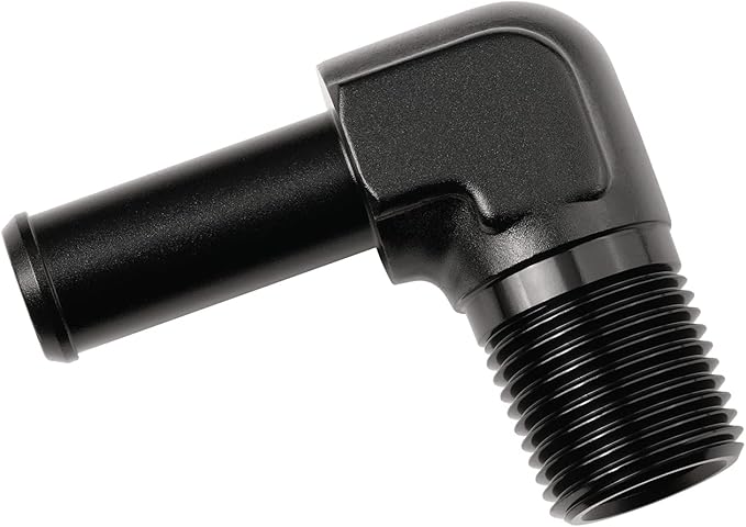 3/8 NPT Male to 1/2" Hose Barb Fitting Adapter 90 Degree Elbow Aluminum Black