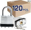 LanuBe Lock Laminated keyed padlock1-9/16 inch, keyed Alike Locks, Normal Shackle,Marked Black Plastic Hoop, Pack of 120
