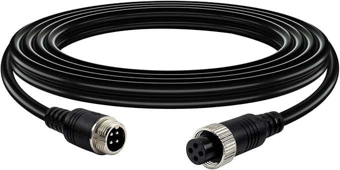 Car Video Extension Cable 4 Pin Aviation Waterproof Shockproof for CCTV Rearview Camera Truck Trailer Camper Bus Motorhome Vehicle Backup Monitor System 16.5Ft/5M
