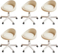 Rolling Stool Set of 6 Rolling Hydraulic Salon Stool with Low Backrest - Adjustable Swivel Chair for SPA, Shop, Salon, Massage, or Medical Office Beige