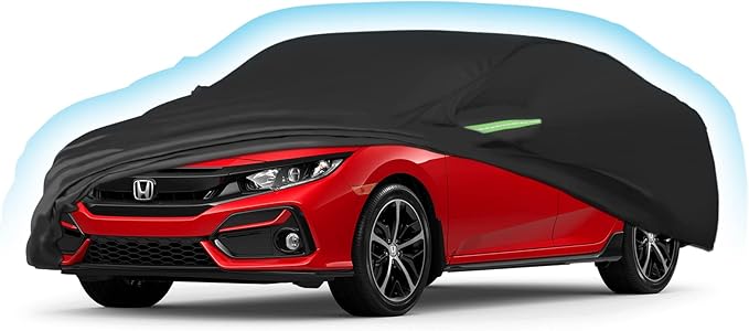 Proadsy 2025 Upgrade Car Cover for Honda Civic 2016-2023 2024 2025, Waterproof All Weather, Windproof Snowproof Rain Hail Sun UV Protection Full Outdoor Indoor Exterior Car Covers, Black