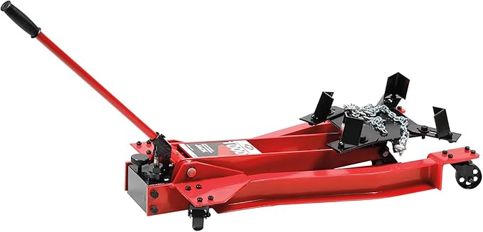AFF Low Profile Manual Hydraulic Transmission Jack - Heavy Duty Steel Body, Adjustable Saddle with Safety Chain & 360 Handle - For Transmissions, Transfer Cases & Differentials (Multiple Capacities)