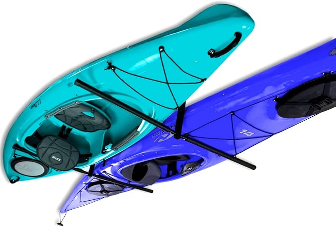 StoreYourBoard Adjustable Kayak Ceiling Rack – Hi Port 2 Garage Ceiling Kayak Hanger | Adjustable Overhead Kayak Storage for Recreational & Touring Kayaks | Garage Organization