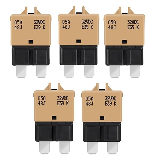 GLOSO Circuit Breaker E39 (T3) Manual Reset Fuse For Car Truck RV Automotive Marine Boat Trolling motor & Custom Wiring Audio battery protection/Low Profile ATC/ATO (5A - 5 Pack)