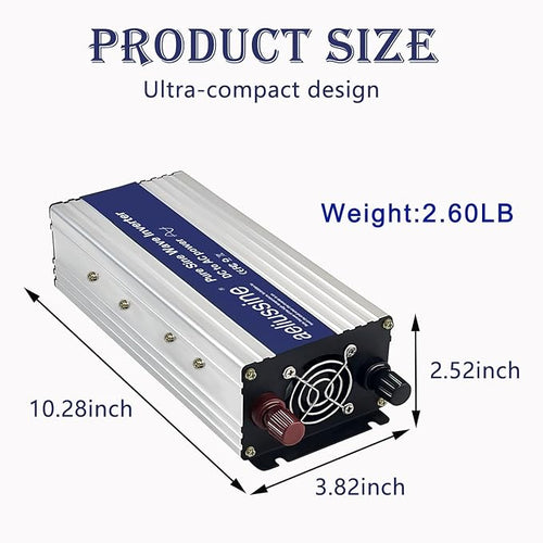 1000W Pure Sine Wave Inverter-48V DC to 110V 120V AC Power Converter with 2 AC Outlets, 48 Volt Power Inverter for Home, Emergency Power
