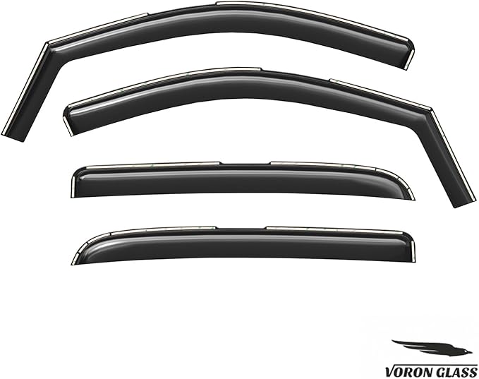 Voron Glass in-Channel Extra Durable Rain Guards for Dodge RAM 2002-2008 MegaCab, Window Deflectors, Vent Window Visors, 4 Pieces - 200691