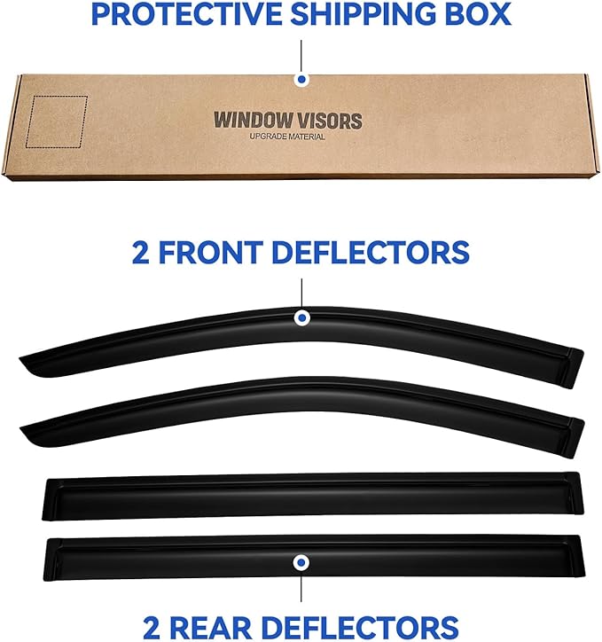 Window Visors Rain Guards for 2008-2020 Dodge Grand Caravan, Out-Channel Window Vent Wind Deflectors Visors Shades for 2008-2016 Chrysler Town Country, 2009-2012 Volkswagen (VW) Routan