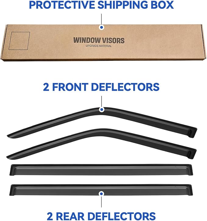 Window Visors Rain Guards Shield for 2009-2019 Ford Flex, Out-Channel Window Vent Wind Deflectors Visors Shades for 09-19 Ford Flex