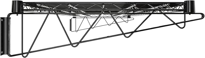 24" x 60" Black Epoxy Wire Wall Mount Shelf