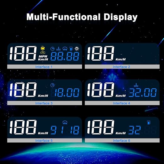 KAOLALI Car Hud Head Up Display Speedometer Odometer OBD2 HD 3D Reflection Multi-Function Display Overspeed Alarm for Cars