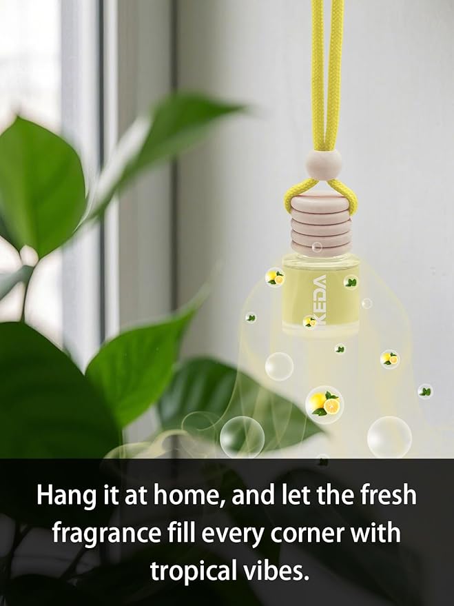 IKEDA Car Air Freshener, Car Fresheners for Men & Women, 45+Day Long Lasting Fragrance Hanging Air Fresheners Scents, with Clip, Perfect for Auto and Home,10ml, Lemon