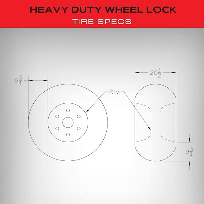 Equipment Lock Heavy Duty Wheel Lock - Powder Coated Steel Car Boot - Trailer Wheel Lock, Anti Theft Tire Boot for Wheels up to 20-1/2" Wide (Keyed Alike)
