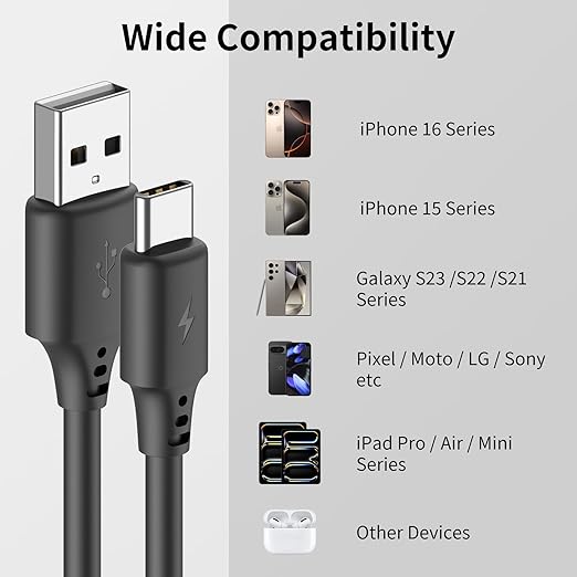 Coiled USB C Cable for Car 2Pack 3ft, USB to USBC Coiled Cord for iPhone 16 15 Pro Max, 3A USB Type C Retractable Cable Fast Charging with Galaxy S23 S22 S21 S20, Note 20 10 A10e A20 A50, Moto G LG