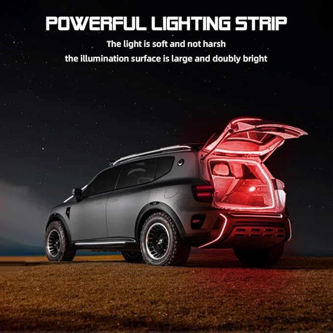 Car LED Strip Light For Trunk, 158Inch IP67 Silicone Waterproof Neon Light Strip Embedded, Flexible Cutting Universal Auto Interior Lights(Red)