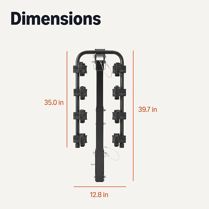 Amazon Basics 4-Bike Hitch Rack with 2" Hitch for Car, SUV and Truck, Foldable Steel Frame with Anti-Rattle Design