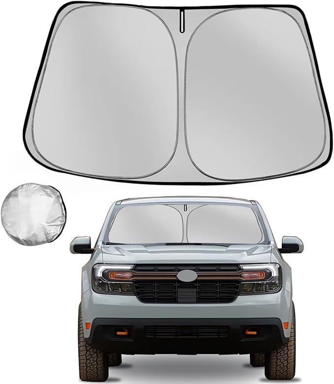 Windshield Sun Shade for 2022 2023 2024 2025 Ford Maverick Foldable Sun Sunshade for Car Front Window Blocks UV Rays and Heat Automotive Interior Protector Custom Fit Accessories