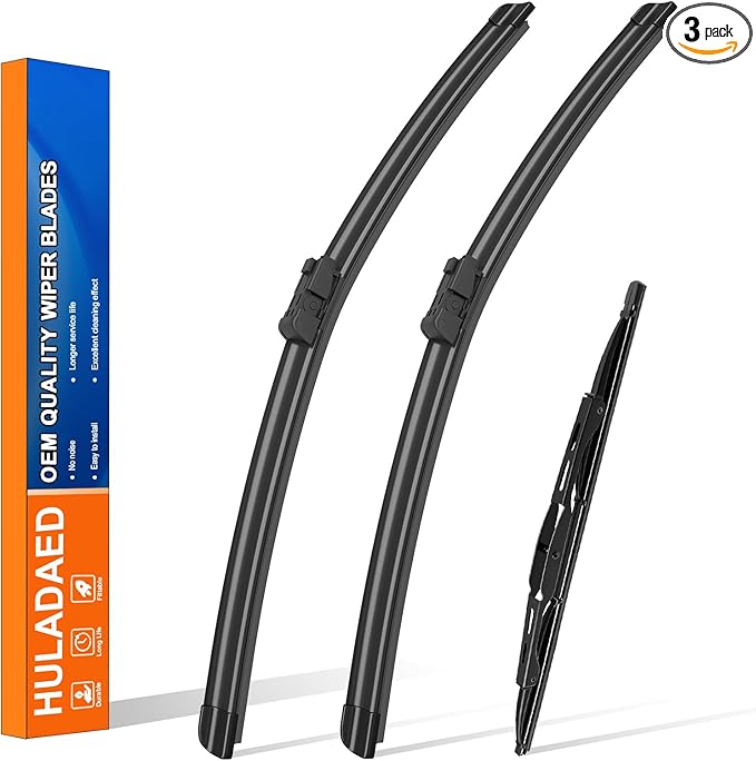 HULADAED® 24'' 17'' 13'' Windshield Wipers Replacement for GMC Terrain Chevrolet Equinox 2017-2010,Silicone Front Rear Wiper blades for MY Car-All Weather & Quiet(3 PACK)