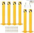 4.5x48 Inch Safety Bollard Post - Yellow Steel Bollard with Anchor Bolts (6-Pack) for Parking Lots, Walkways & Traffic Areas