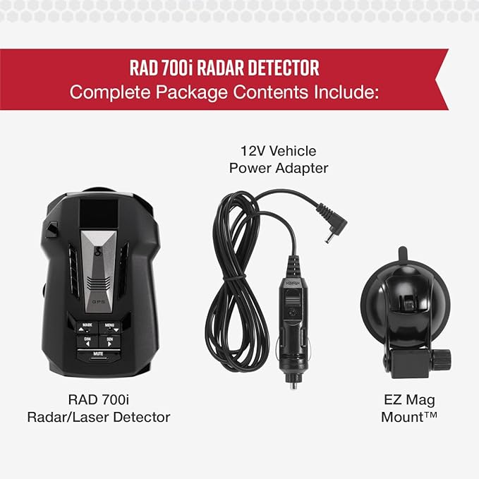 Cobra RAD 700i Laser Radar Detector - Premium Detection Range, AutoLearn Intelligence, Advanced Filtering Software, Apple CarPlay and Android Auto Compatible, Laser Eye Front and Rear Detection