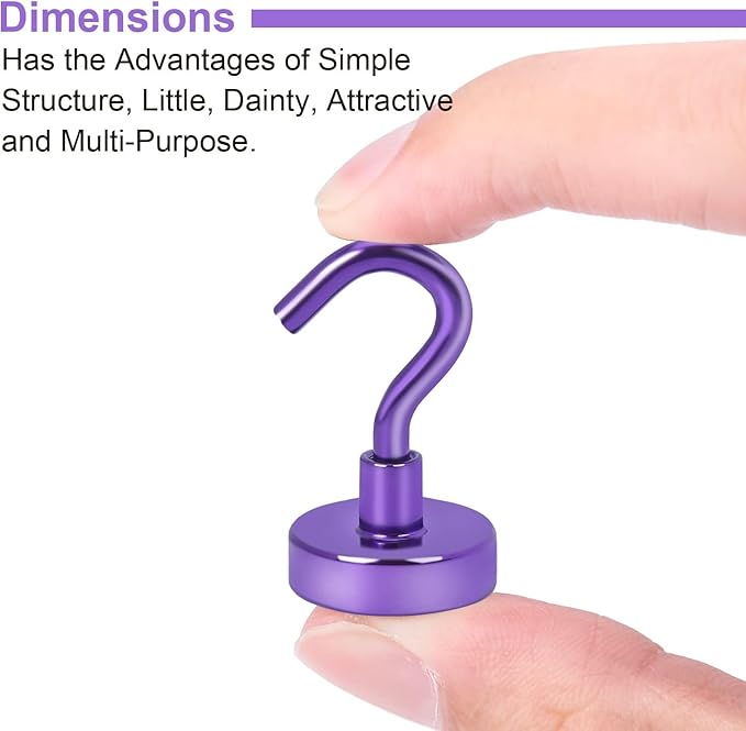 DIYMAG Magnetic Hooks, 30Lbs Strong Heavy Duty Cruise Magnet S-Hook for Classroom, Fridge, Hanging, Cabins, Grill, Kitchen, Garage, Workplace and Office Etc, (10 Pack-Purple)