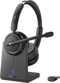 Wireless Headset with Mic for Work, Bluetooth Headset with Microphone (Noise Cancelling & Mute Button), Wireless Headphones with Mic for Work from Home/Office/PC/Call Center/Computer/Laptop/Teams/Zoom