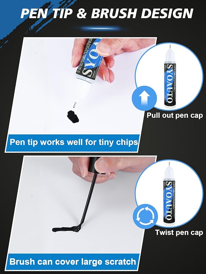SYOAUTO White Touch Up Paint for Cars, White Car Touch up Paint White Auto Paint Scratch Repair Automotive Touchup Paint Pen 2 in 1 Car Touch Up Paint 0.4 oz