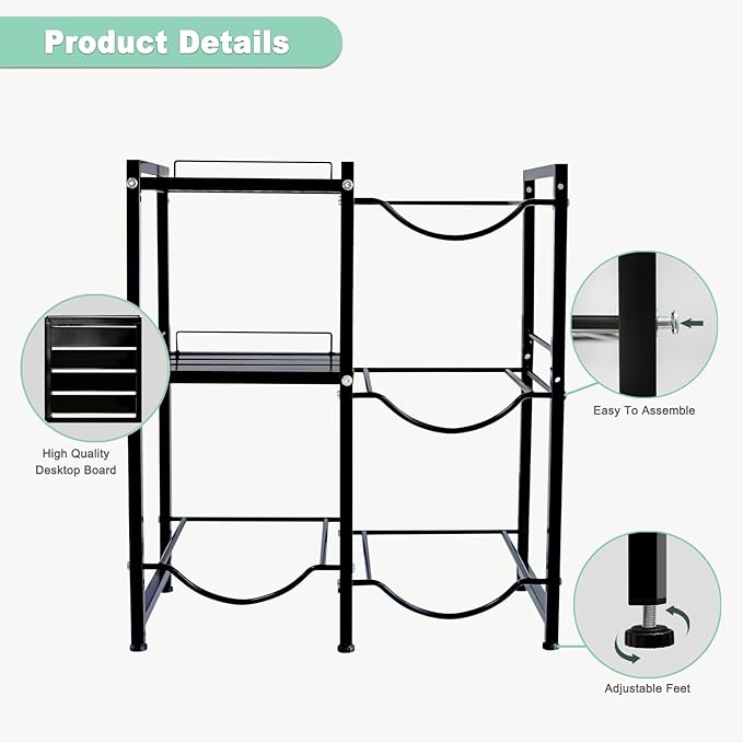 5 Gallon Water Jug Holder with 2 Storage Shelves, 3 Tier Water Bottle Holder Heavy Duty Jug Stand for Home Office Kitchen Organizer