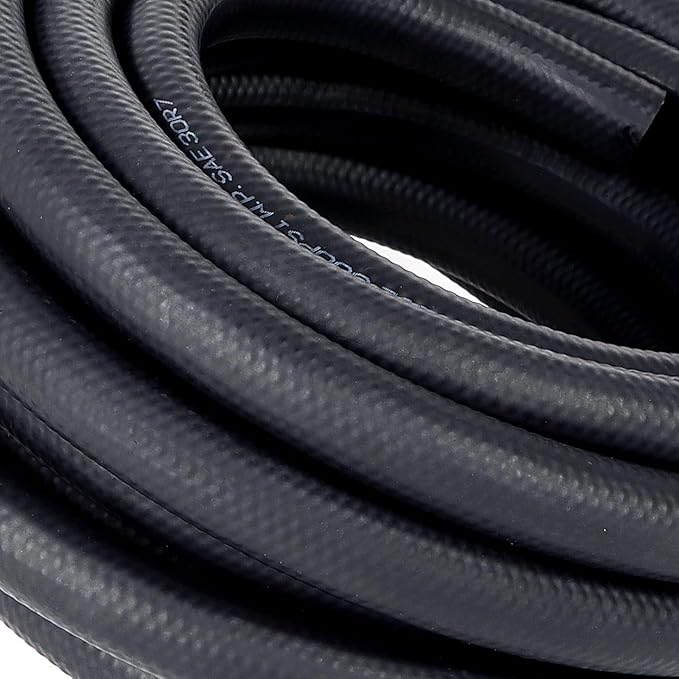 LokoCar 5/16" ID Fuel Hose Line Push Lock NBR Rubber SAE 30R7 300PSI 25ft Black