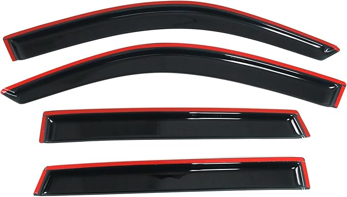 Window Visor Deflector Compatible with 2001-2005 Toyota Rav4 4-Door, Slim Tinted Acrylic Resistant Shield Cover Wind Sun Rain Guard by IKON MOTORSPORTS, 2002 2003 2004