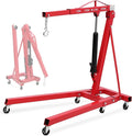 2 Ton Hydraulic Engine Hoist, 4400LBS Folding Cherry Picker Engine Hoist Lift, Heavy Duty Hydraulic Shop Crane with 6 Casters & Telescopic Boom for Lifting Motor, Garage, Workshop and Factory