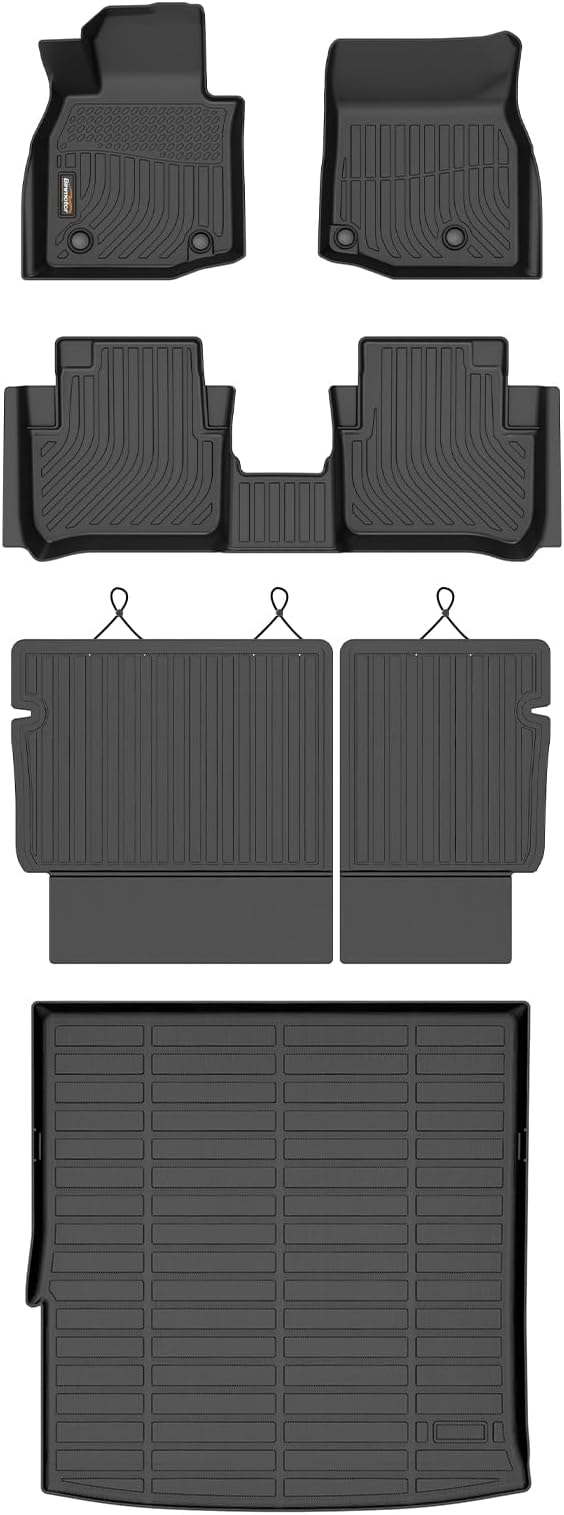 Binmotor-Floor Mats & Cargo Liner Set for Mazda CX50 Hybird 2025, All Weather Car Floor Mat Seatback Cargo for CX 50 Hybird Accessories, Rubber Mats TPE Car Liners for CX-50 Hybird Trunk Liner-Black
