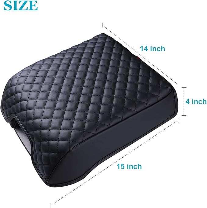 Center Console Cover for Ford F150 2015-2020, Armrest Cover for F250 F350 F450 2017-2022, Expedition 2018-2024, PU Leather Car Truck Interior Accessories Middle Console Cover, Bucket Seat