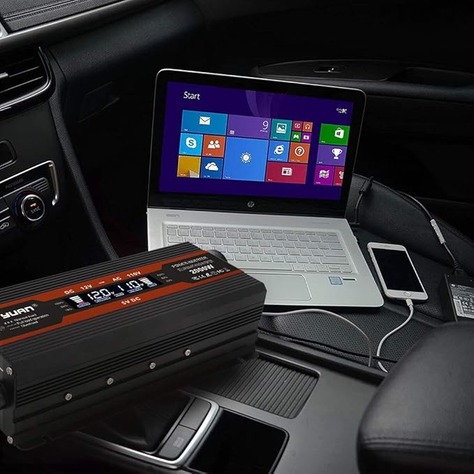 1000W/2000W (Peak) Car Power Inverter 12v to 110v DC to AC Converter with Dual AC Outlets LCD Display,1000 Watt Power Inverters for Vehicles Car RV Truck