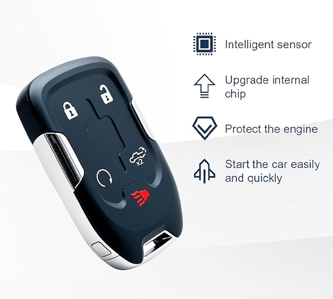 Keyless Entry Remote Control Key Fob Replacement Proximity Smart for 2019 2020 Chevy Silverado Truck 1500 2500 3500 GMC Sierra 2019 2020 (FCC:HYQ1EA) 1 pcs
