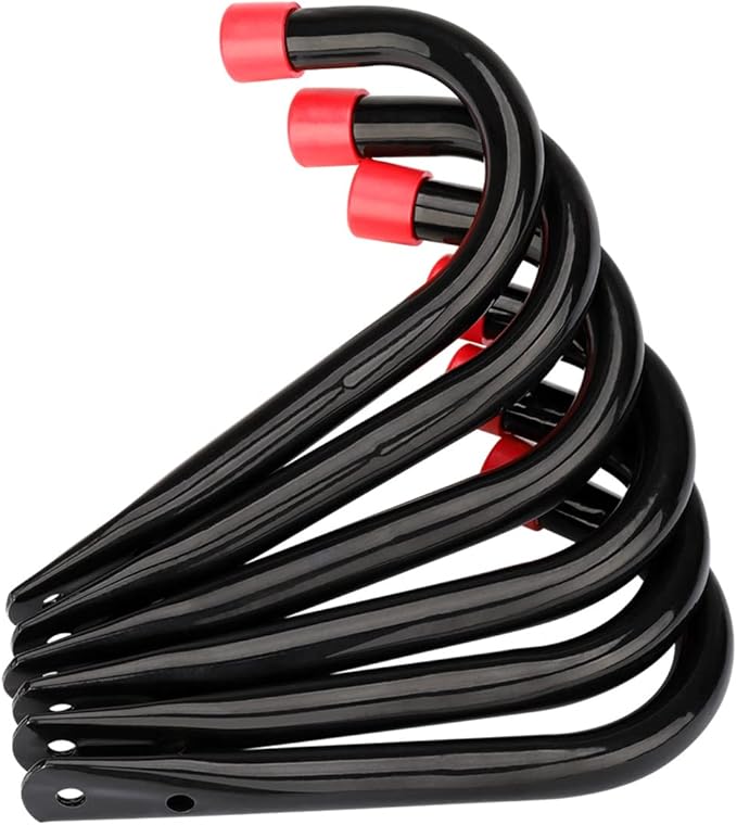 Garage Storage J Utility Hook, 8 Pack Heavy Duty Wall Mounted Hanging Hooks Organize Garden Tools, Gym Bags, Stroller, Toy,Power Tool, Black and Red
