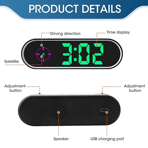 GPS Digital Speedometer for Car MPH, Universal HUD Speed Meter with LED Large Font & USB Cable, Plug and Play for Truck Motor SUV Golf Cart All Vehicles (Contain Car Charger Adapter)