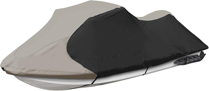 Trailerable Jet Ski Cover, Waterproof Marine Grade 600D Heavy Duty Polyester PWC Cover Gray/Black Color Fits from 96"-102" 1 Seater