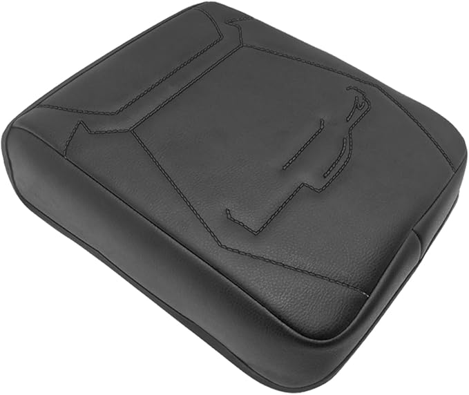 Muslogy Center Console Armrest Cover Compatible with 2024 Toyota Tacoma 2025+ 4Runner Accessories Armrest Lid Protector Vegan Leather Cushion Regular Thick(Black/Black Stitching)