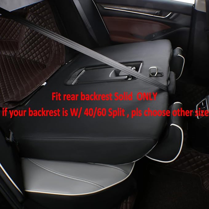 EKR Accord Seat Covers Full Set Custom for Honda Accord Base,EX-L,Touring 2014-2017 (Hybrid),Reat Row W/Solid Backrest W/Armrest,Leather Seat Cover for Trucks,Automotive Seat Covers(Black/Gray)