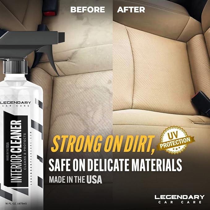 Legendary Interior Cleaner 16oz (2Pack) - All Purpose Interior Detailer & Carpet Cleaner for Cars - Safe on Leather, Plastic, Vinyl, Upholstery & Dashboard - UV Protectant - Tough on Stains & Dirt