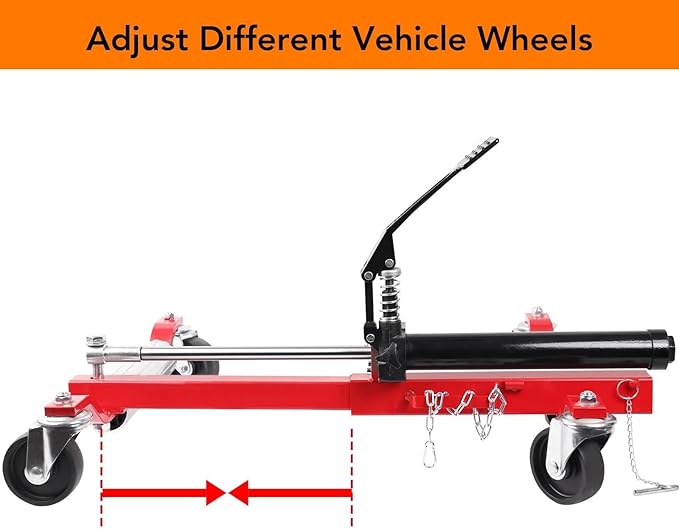 4 Pcs Car Wheel Dolly with Hydraulic Tire Jack, 1500LBS Capacity Trailer Dolly for Vehicle Positioning for Truck RV Trailer, Red