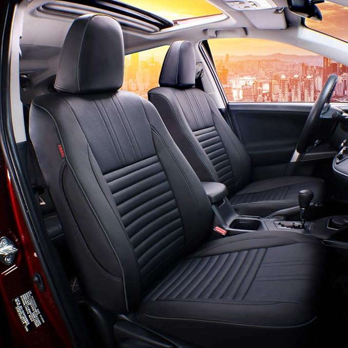 EKR Accord Seat Covers Full Set Custom for Honda Accord LX,LX-P,EX,EX-L,SE 2008-2012 & EX-L,LX-S 2011 2012,Automotive Truck Seat Covers for Car SUV,Waterproof Seat Protector-Leather(Black)