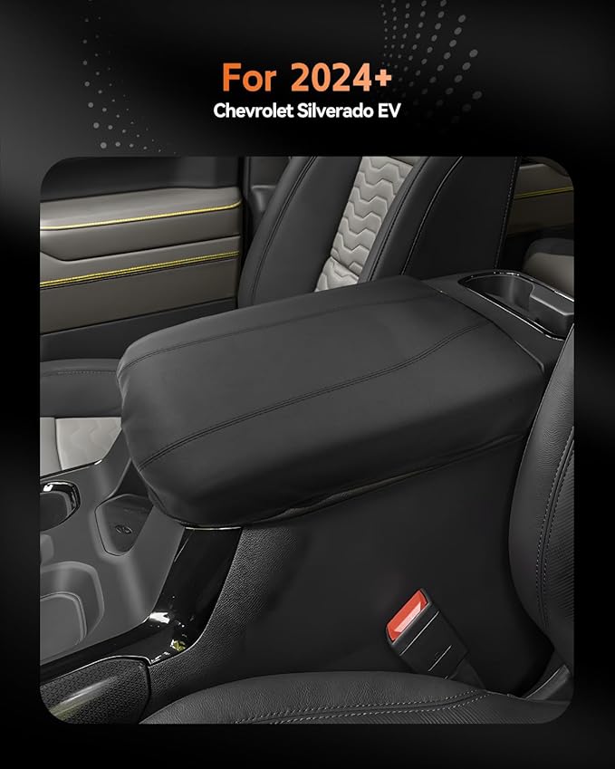 CDEFG for Chevrolet Silverado EV 2024 2025 Center Console Cover Armrest Box Cover for Chevy Silverado EV (Work Truck, LT, RST) Accessories Arm Rest Protector