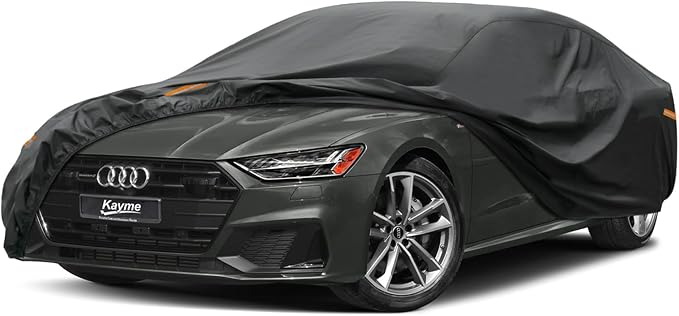 Kayme 7 Layers Car Cover Custom Fit for Audi A7 S7 RS7 (2010-2025) Waterproof All Weather for Automobiles, Outdoor Full Cover Rain Sun UV Protection.Black