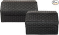 Car Storage Organizer Bundle - Two Foldable Crates For Groceries, Gear & Trips - Durable SUV And Truck Storage Set - Thoughtful Birthday Gifts For Drivers (Black 17+21)