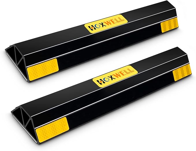 (New Updated 18" 2 Packs Heavy Duty Parking Stopper for Garage, Parking Gadgets Protects Car, Parking Aid Easy to Install 2 PCS, 18" L x 3.7" W x 1.8" H