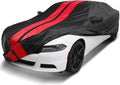 iCarCover Custom Car Cover Compatible with Charger 2006-2024, Waterproof All-Weather Rain Snow UV Sun Protector Full Exterior Indoor Outdoor Car Covers, Stripe (Black/Red)