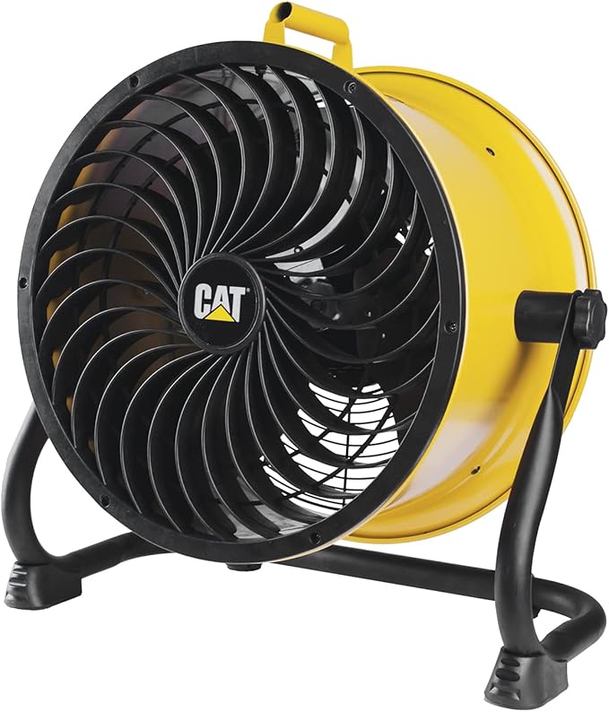 CATERPILLAR (HVD-14AC) High Velocity 14" Drum Air Circulator Fan with Heavy Duty Industrial Grade 360-degree Adjustable Drum Head, and 2300 CFM Dual Ball Bearing 4-speed Motor, Yellow