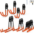 Intpro 12pack Steel Garage Storage Utility Double Hooks Organizer Heavy Duty Wall Mount Tool Holder for Organizing Power Tools Ladders Bulk Items